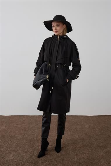 Carrot Fermuarlı Kapüşonlu Yağmurluk SİYAH