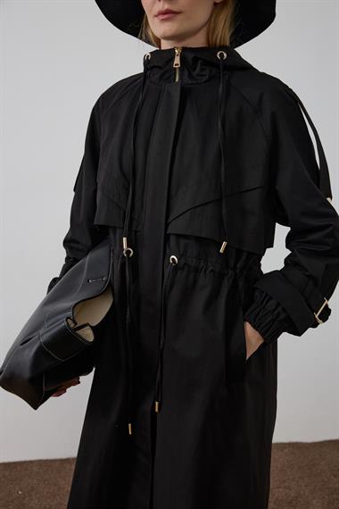 Carrot Fermuarlı Kapüşonlu Yağmurluk SİYAH