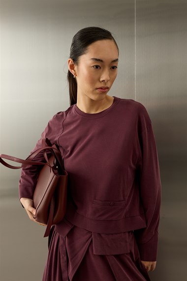 Chelsea Asimetrik Örme Rayon Etekli Takım MÜRDÜM