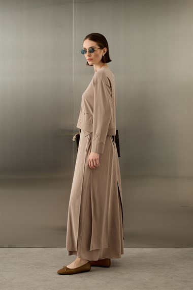 Chelsea Asimetrik Örme Rayon Etekli Takım VİZON