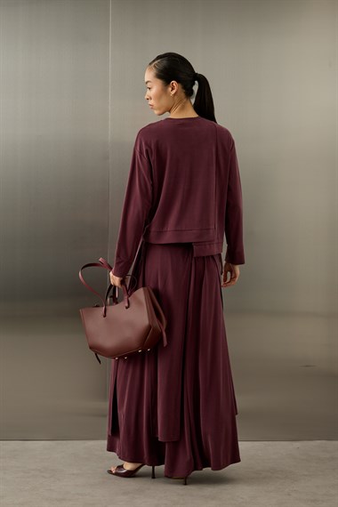 Chelsea Asimetrik Örme Rayon Etekli Takım MÜRDÜM