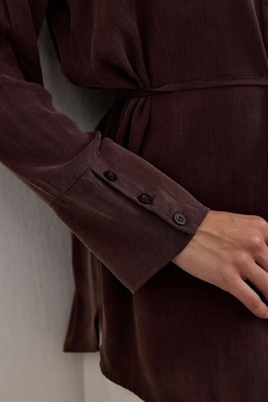 Como Düğmeli Kuşaklı Tunik KAHVERENGİ