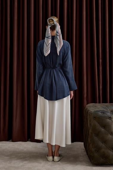 Como Düğmeli Kuşaklı Tunik LACİVERT