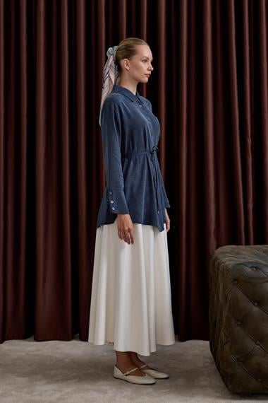 Como Düğmeli Kuşaklı Tunik LACİVERT