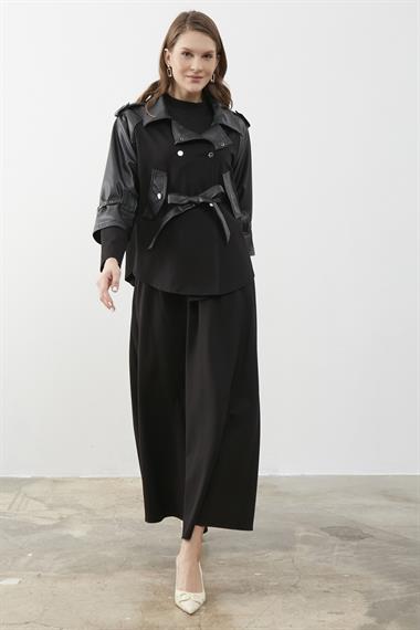 DAKOTA ETEKLİ TAKIM SİYAH