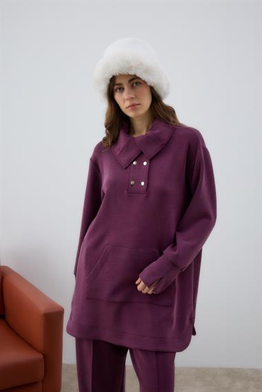 Dakota Kanguru Cepli Eşofman Pantolonlu Takım MÜRDÜM