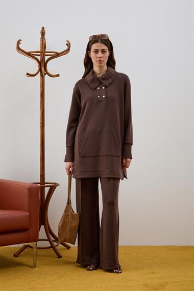 Dakota Kanguru Cepli Eşofman Pantolonlu Takım KAHVERENGİ