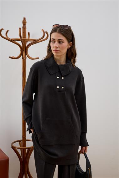 Dakota Kanguru Cepli Eşofman Pantolonlu Takım SİYAH