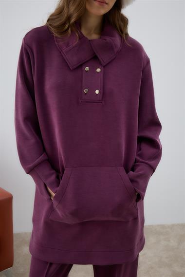 Dakota Kanguru Cepli Eşofman Pantolonlu Takım MÜRDÜM