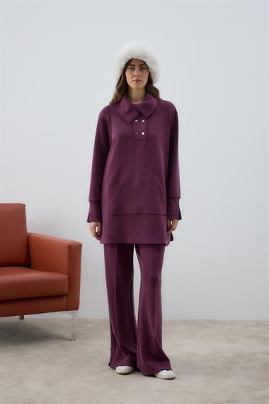 Dakota Kanguru Cepli Eşofman Pantolonlu Takım MÜRDÜM