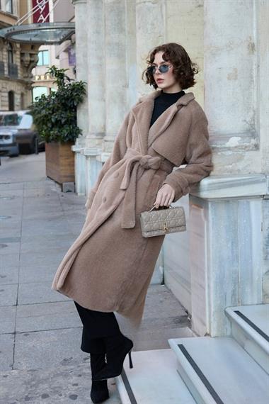 Danish Düğmeli Kuşaklı Kaban VİZON