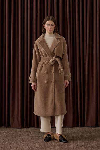 Danish Düğmeli Kuşaklı Kaban VİZON