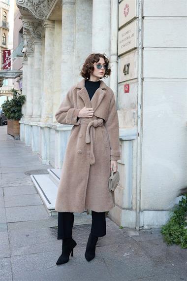 Danish Düğmeli Kuşaklı Kaban VİZON