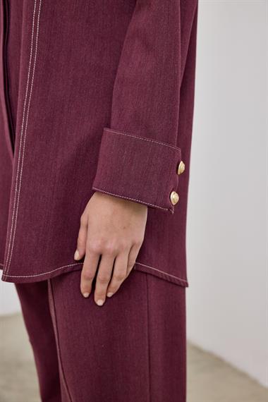 Denis Dikiş Detaylı Pantolonlu Takım MÜRDÜM