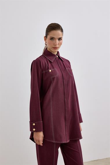 Denis Dikiş Detaylı Pantolonlu Takım MÜRDÜM