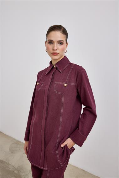 Denis Dikiş Detaylı Pantolonlu Takım MÜRDÜM