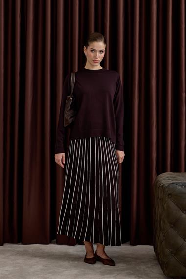 Diamond Piliseli Triko Etekli Takım KAHVERENGİ