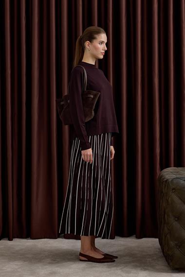 Diamond Piliseli Triko Etekli Takım KAHVERENGİ