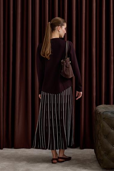 Diamond Piliseli Triko Etekli Takım KAHVERENGİ