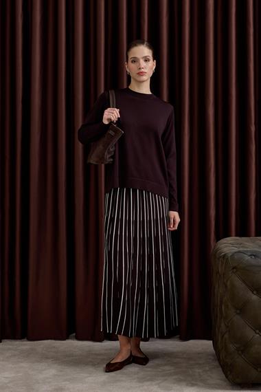 Diamond Piliseli Triko Etekli Takım KAHVERENGİ