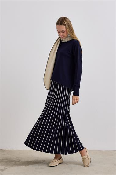 Diamond Piliseli Triko Etekli Takım LACİVERT