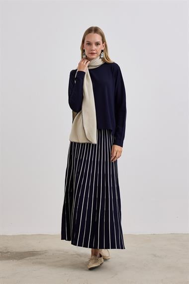 Diamond Piliseli Triko Etekli Takım LACİVERT