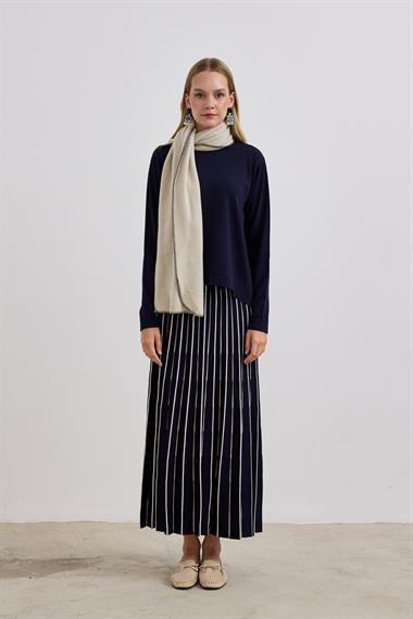 Diamond Piliseli Triko Etekli Takım LACİVERT