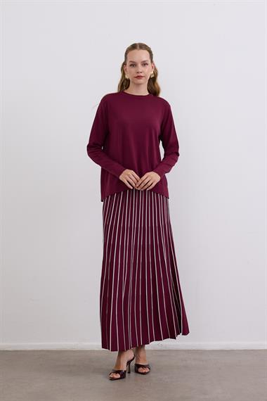 Diamond Piliseli Triko Etekli Takım MÜRDÜM