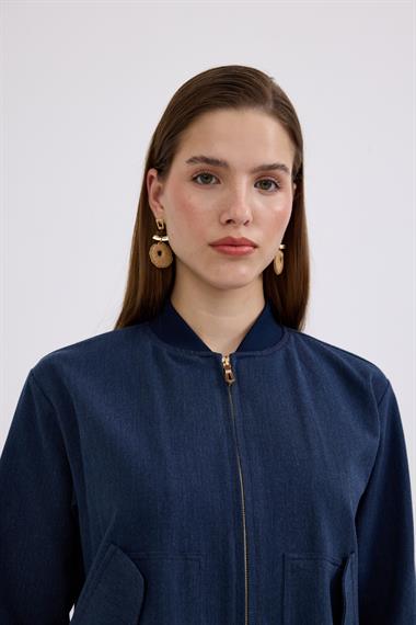 Doha Fermuarlı Ribanalı Etekli Takım LACİVERT