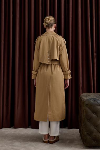 Dream Düğmeli Gold Kemerli Trençkot CAMEL