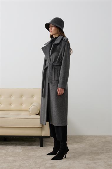 Elite Düğmeli Kuşaklı Kaban ANTRASİT