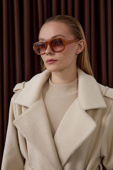 Elite Düğmeli Kuşaklı Kaban BEJ