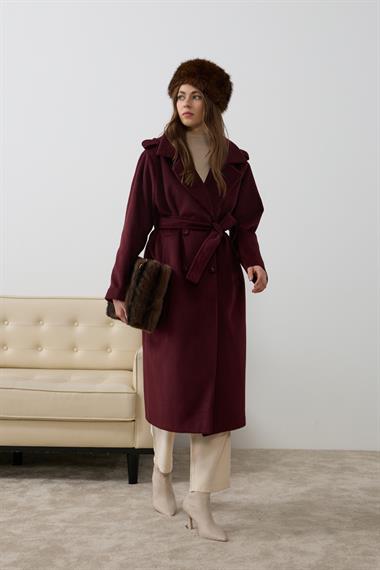 Elite Düğmeli Kuşaklı Kaban MÜRDÜM