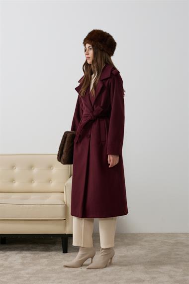 Elite Düğmeli Kuşaklı Kaban MÜRDÜM