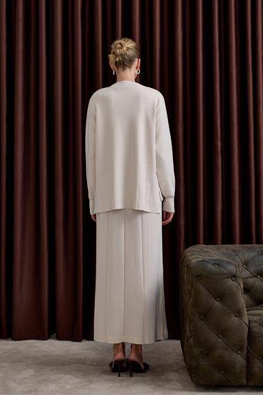 Elsa Düğmeli İçlik Elbiseli Triko Takım TAŞ