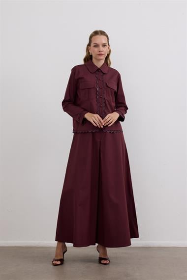 Emilia Deri Detaylı İçlik Elbiseli Takım MÜRDÜM