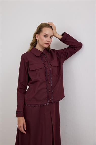 Emilia Deri Detaylı İçlik Elbiseli Takım MÜRDÜM