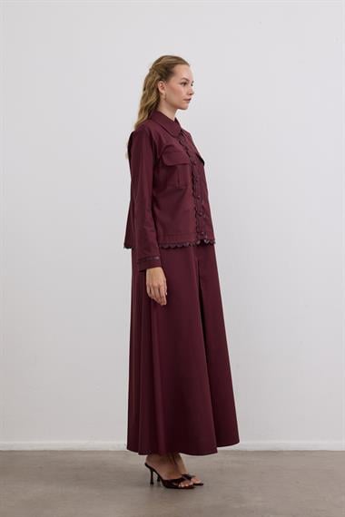 Emilia Deri Detaylı İçlik Elbiseli Takım MÜRDÜM