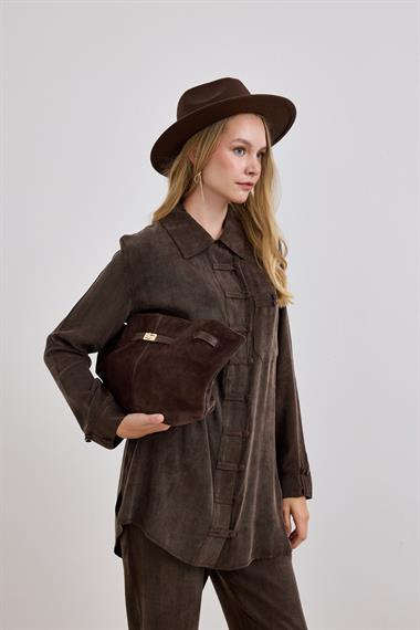 Emosh Britli Düğmeli Pantolonlu Takım KAHVERENGİ