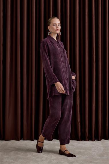 Emosh Britli Düğmeli Pantolonlu Takım MÜRDÜM