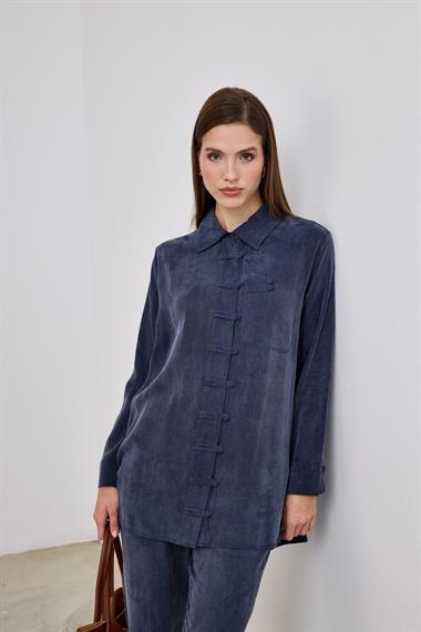 Emosh Britli Düğmeli Pantolonlu Takım LACİVERT