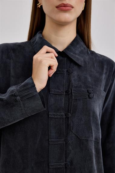 Emosh Britli Düğmeli Pantolonlu Takım SİYAH