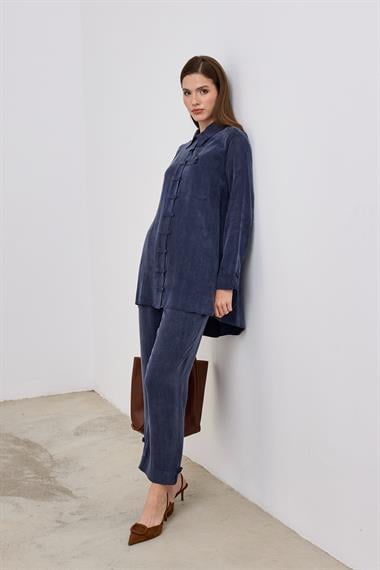 Emosh Britli Düğmeli Pantolonlu Takım LACİVERT