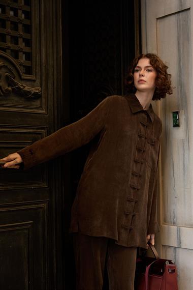 Emosh Britli Düğmeli Pantolonlu Takım KAHVERENGİ