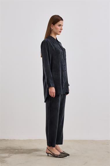 Emosh Britli Düğmeli Pantolonlu Takım SİYAH