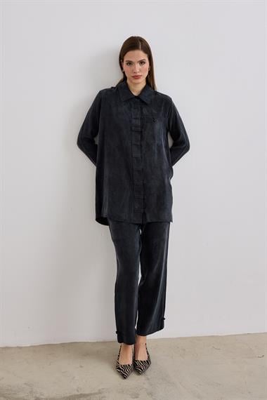 Emosh Britli Düğmeli Pantolonlu Takım SİYAH