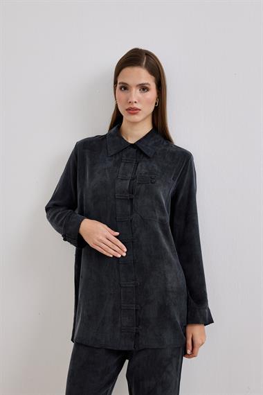 Emosh Britli Düğmeli Pantolonlu Takım SİYAH