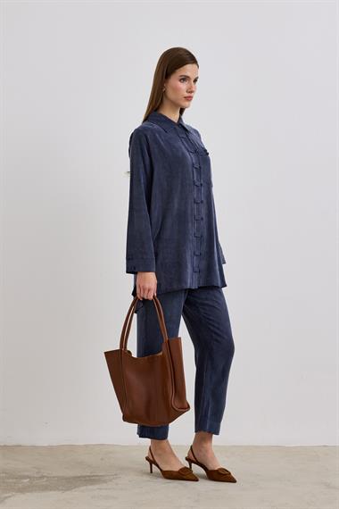 Emosh Britli Düğmeli Pantolonlu Takım LACİVERT