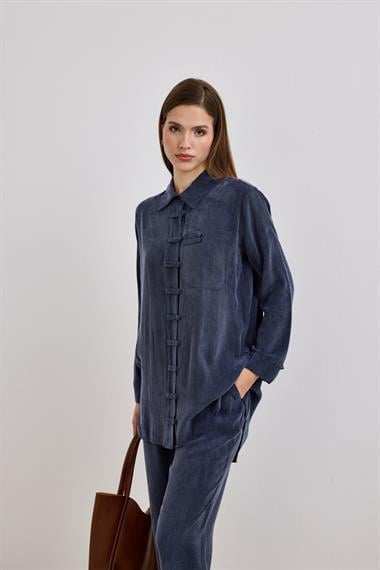 Emosh Britli Düğmeli Pantolonlu Takım LACİVERT