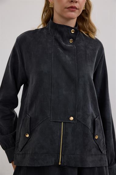 Gale Fermuarlı Geniş Patlı Etekli Takım SİYAH